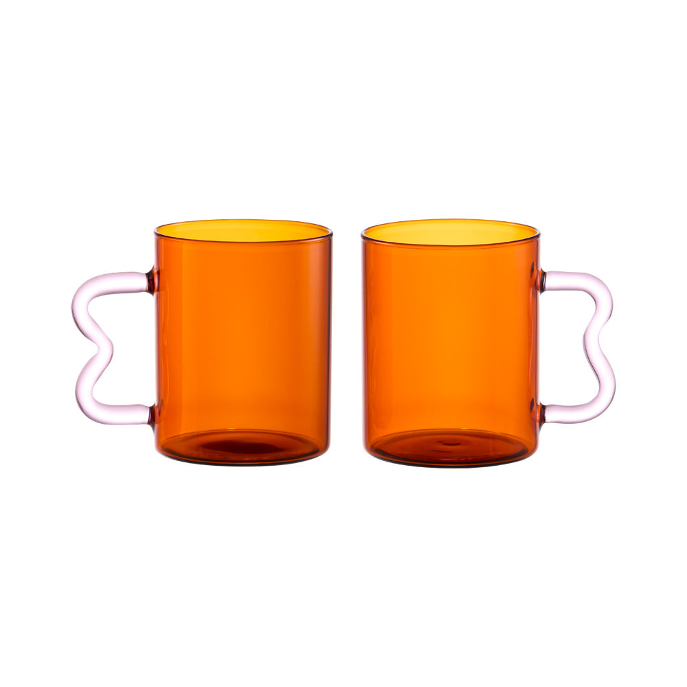 Alex Liddy Prisma Set of 2 Glass Mugs 350ml Amber - House