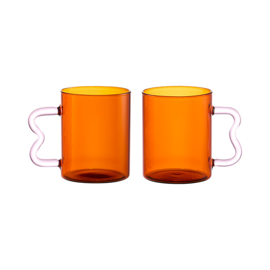 Alex Liddy Prisma Set of 2 Glass Mugs 350ml Amber - House