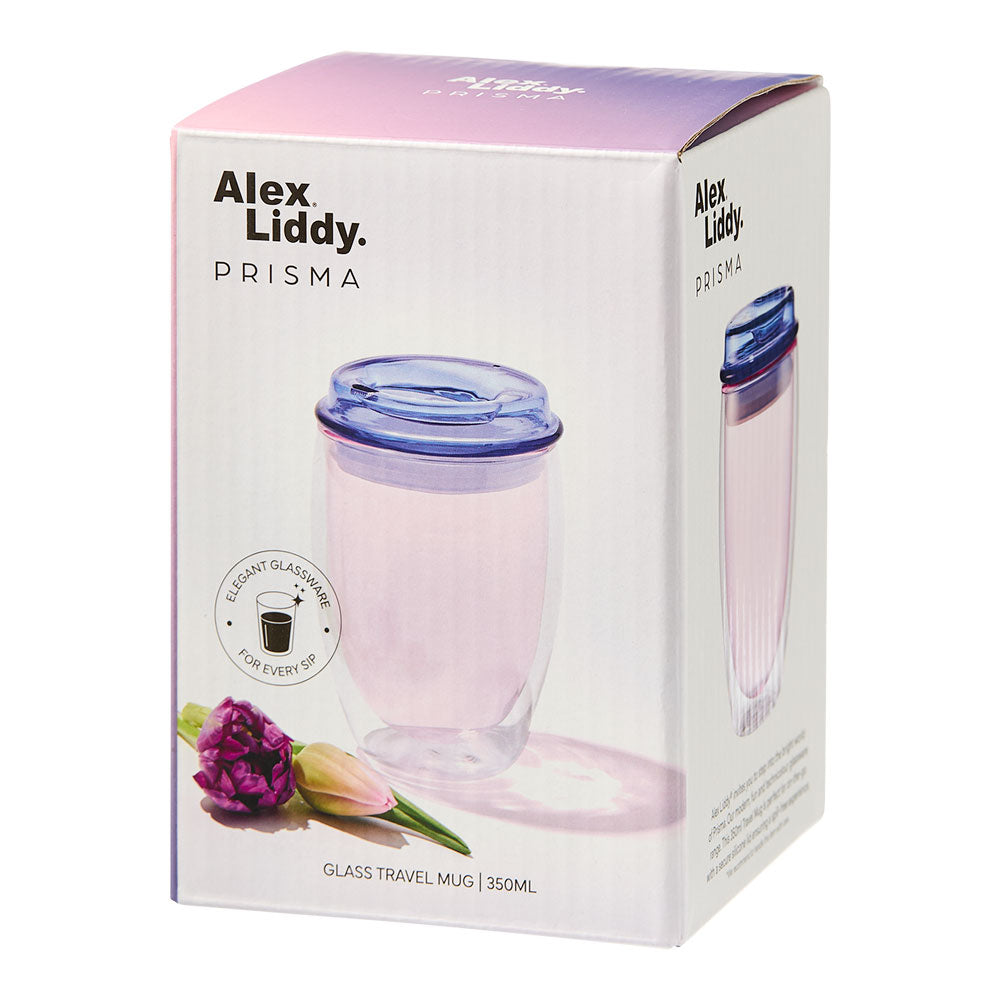 Alex Liddy Prisma Double Walled Glass Travel Mug 350ml - House