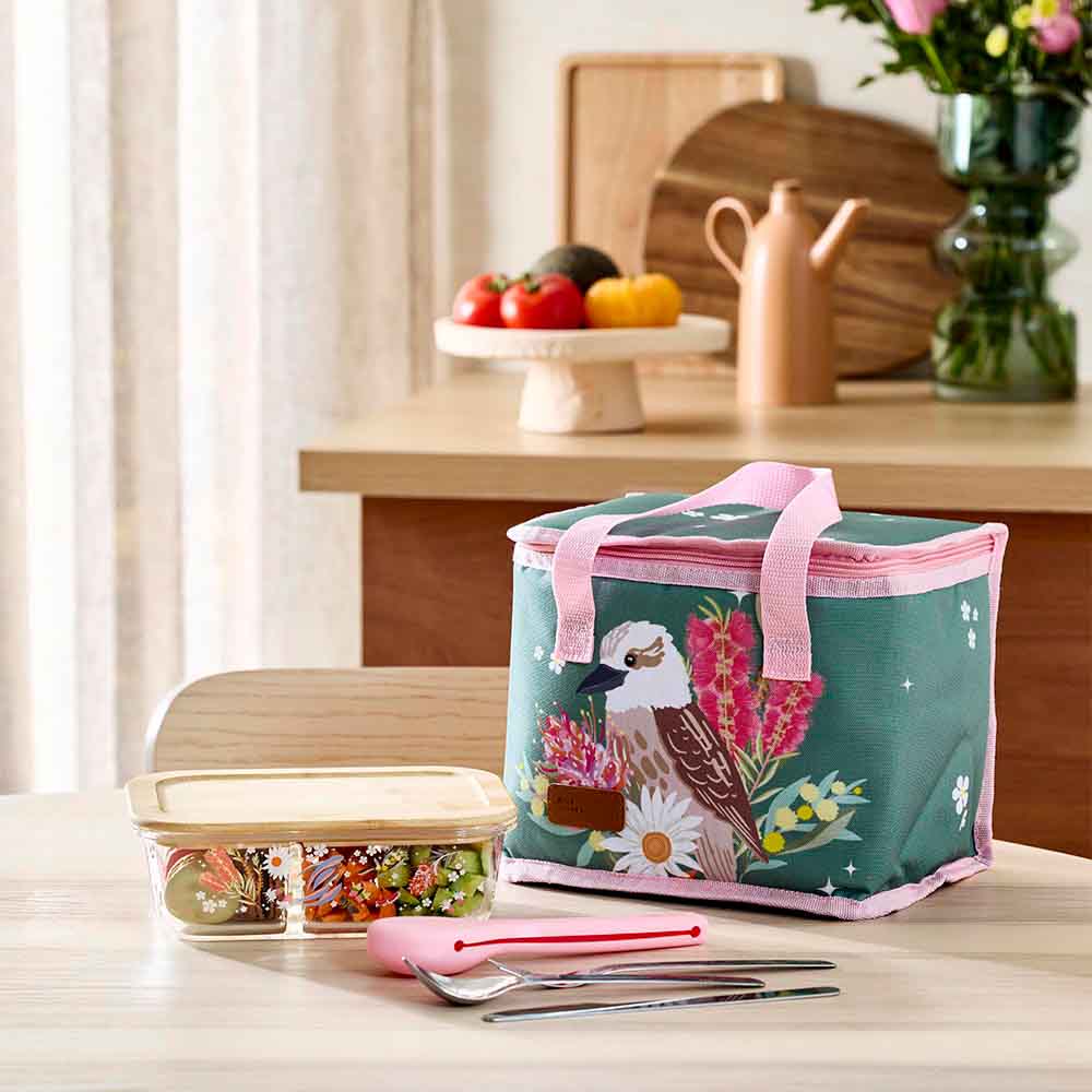glass bento lunch box with bamboo lid with accessories
