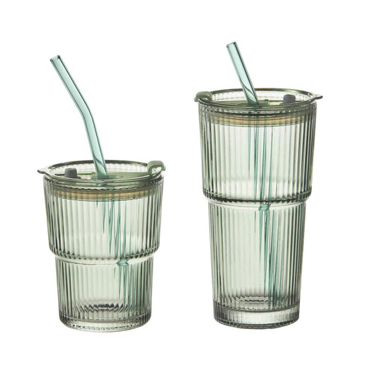Alex Liddy Prisma Set of 2 Glass Tumblers sage green