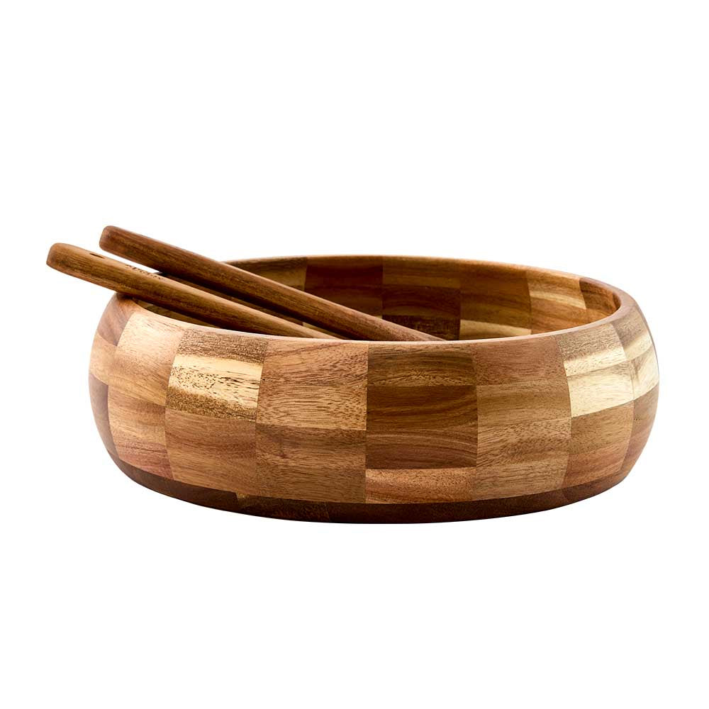 Alex Liddy Acacia Salad Bowl and Servers Set 28cm