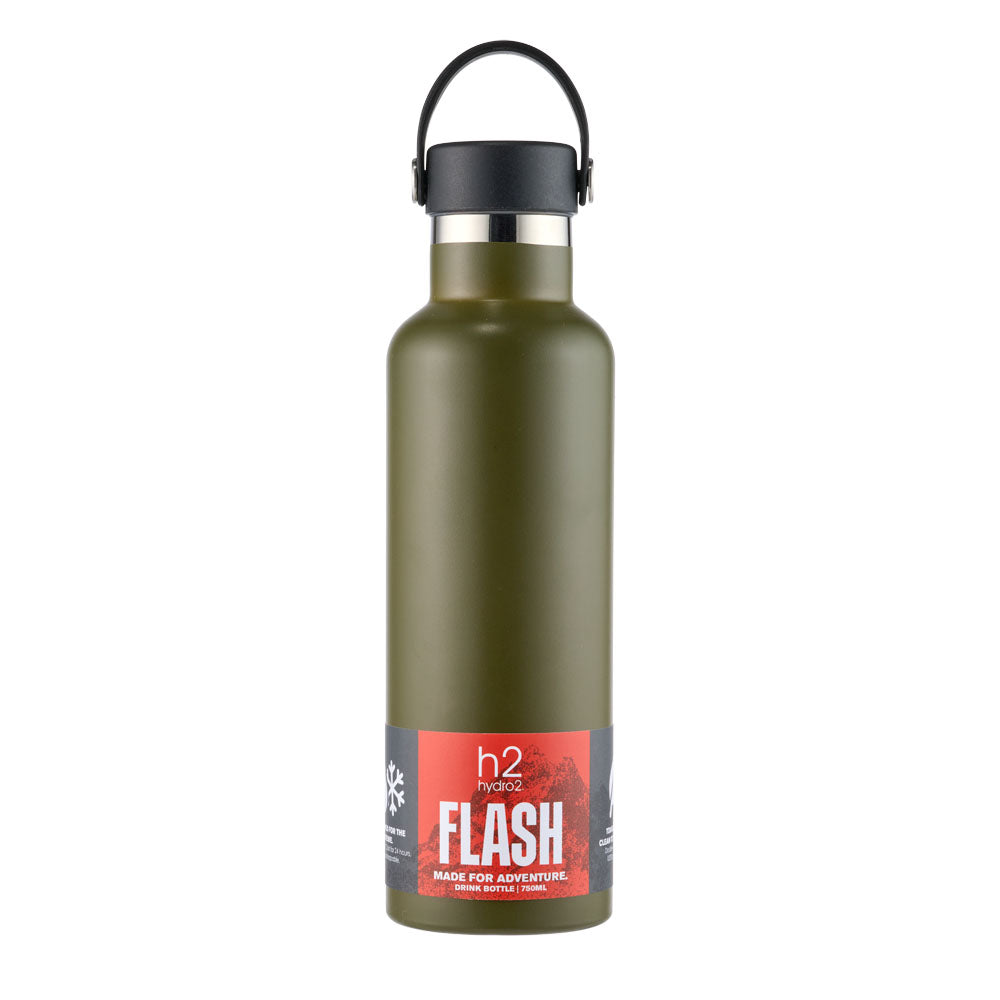 h2 hydro2 FLASH Reusable Classic Water Bottle 750ml Olive green