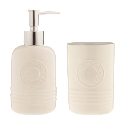 Typhoon Living Soap Dispenser And Tumbler Set 320ml Cream
