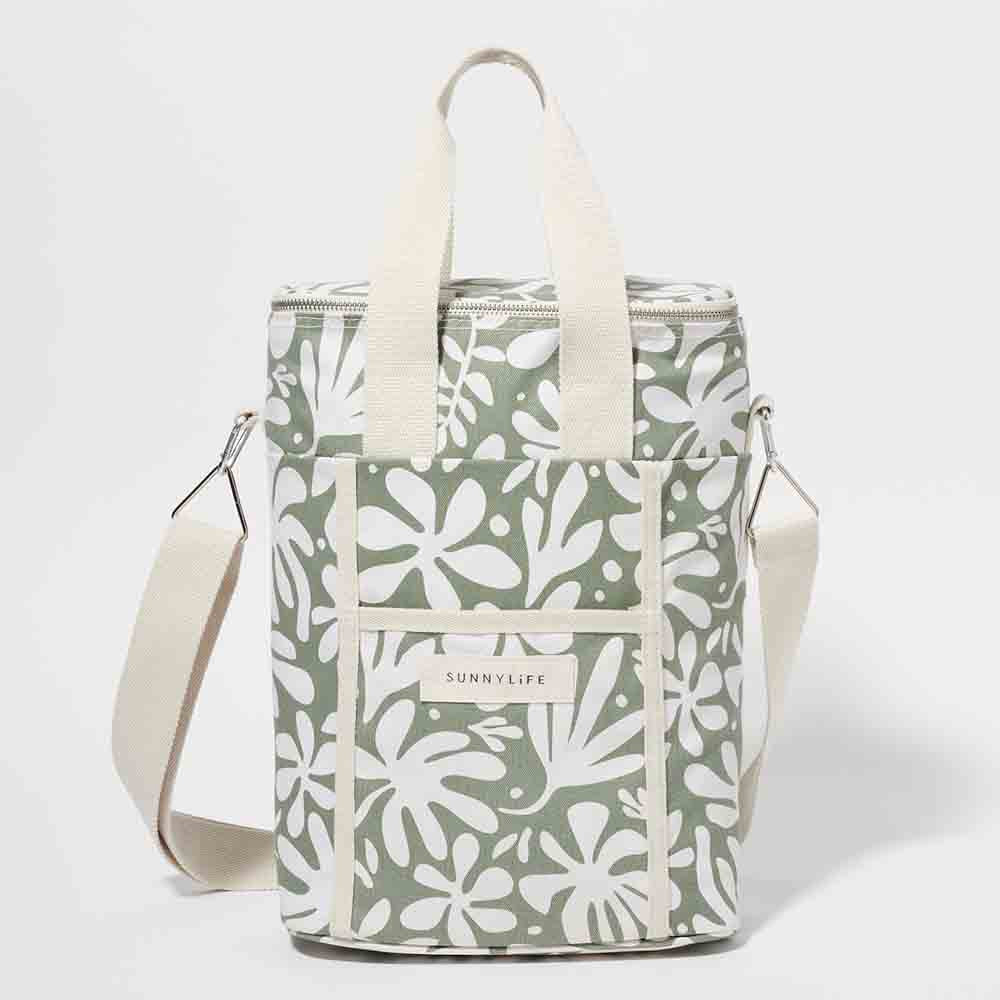 SUNNYLiFE Canvas Drinks Cooler Bag The Vacay Olive