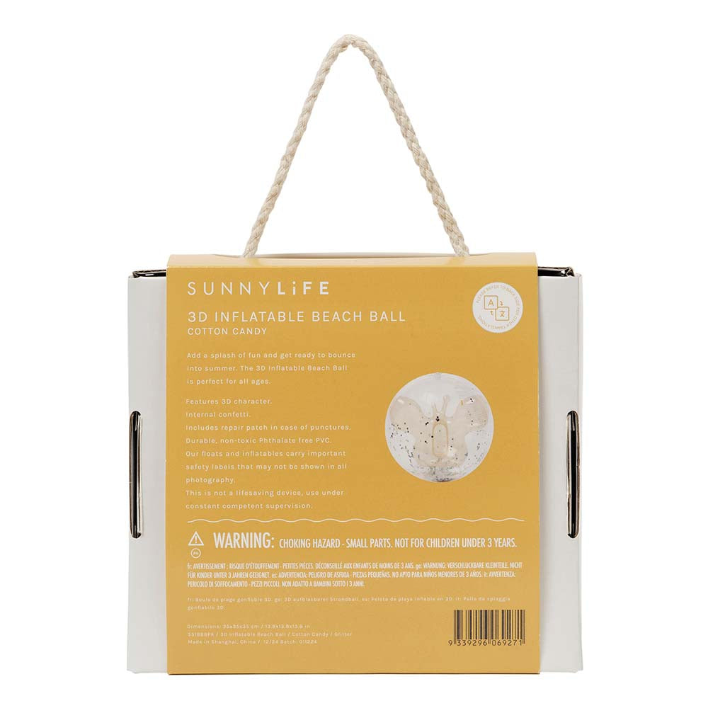 SUNNYLiFE 3D Inflatable Beach Ball Cotton Candy Glitter