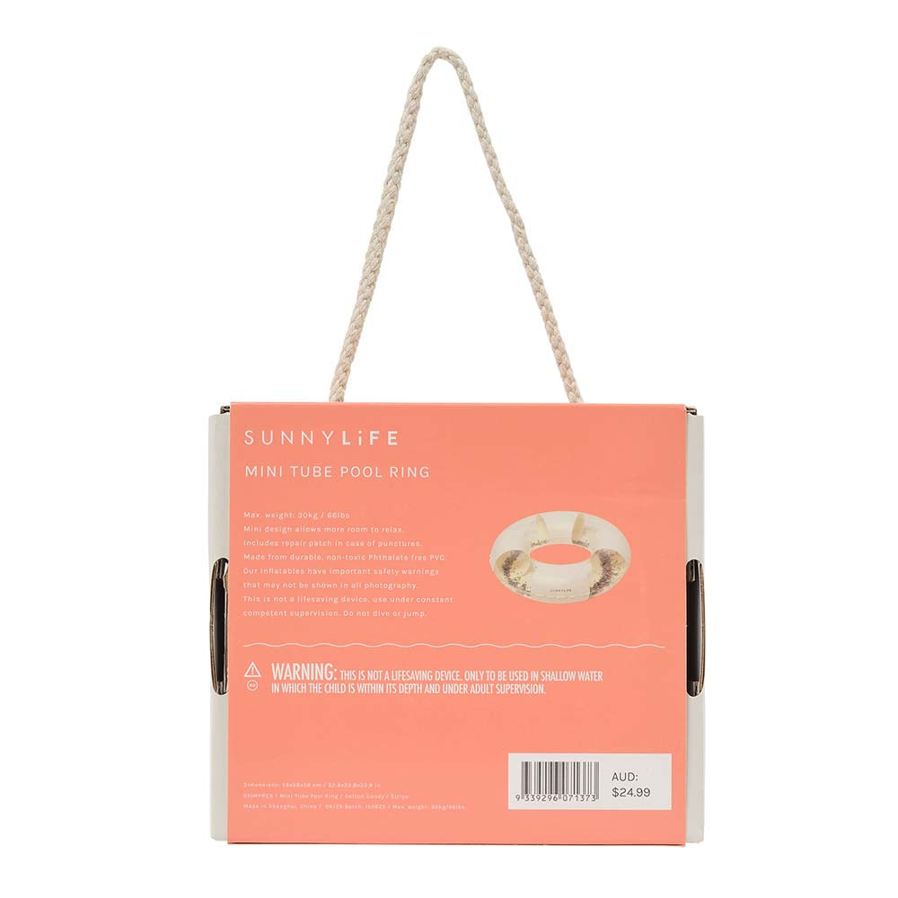 SUNNYLiFE Mini Tube Pool Ring Cotton Candy Stripe