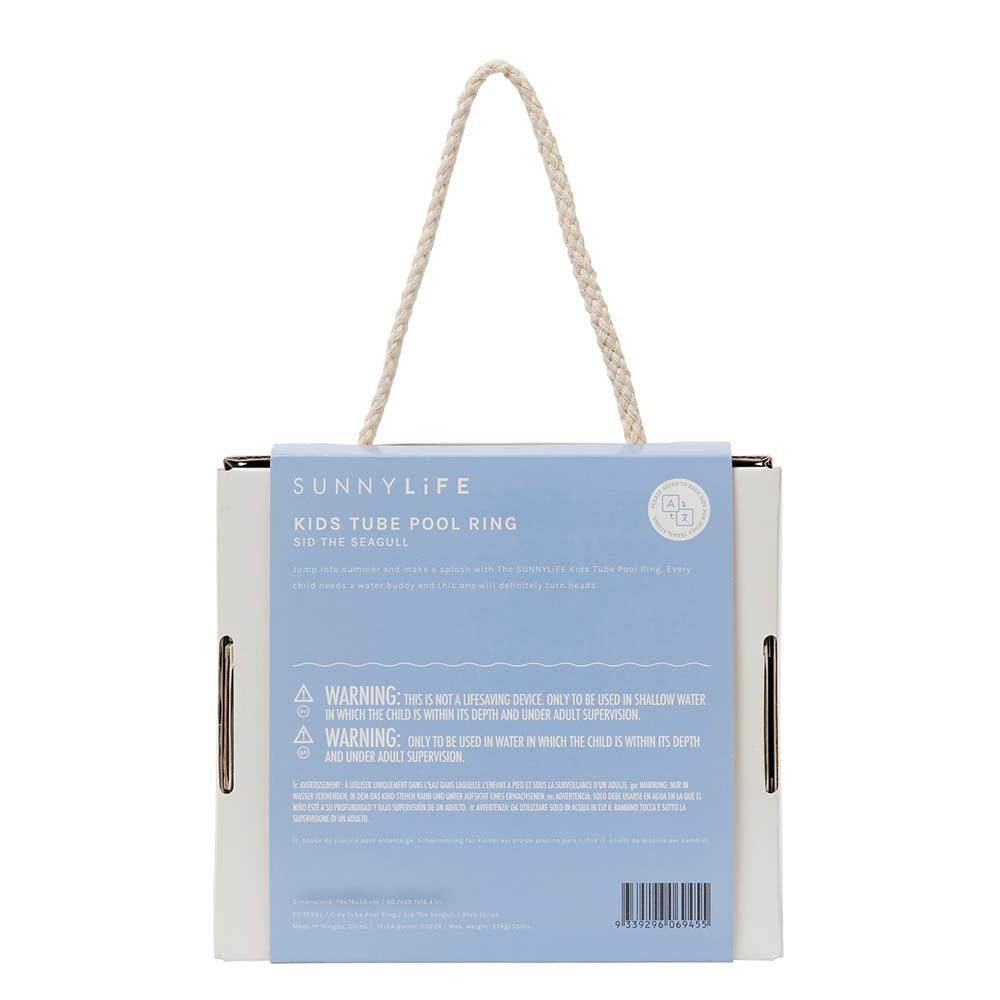 SUNNYLiFE Kids Tube Pool Ring Sammy The Seagull Blue Stripe