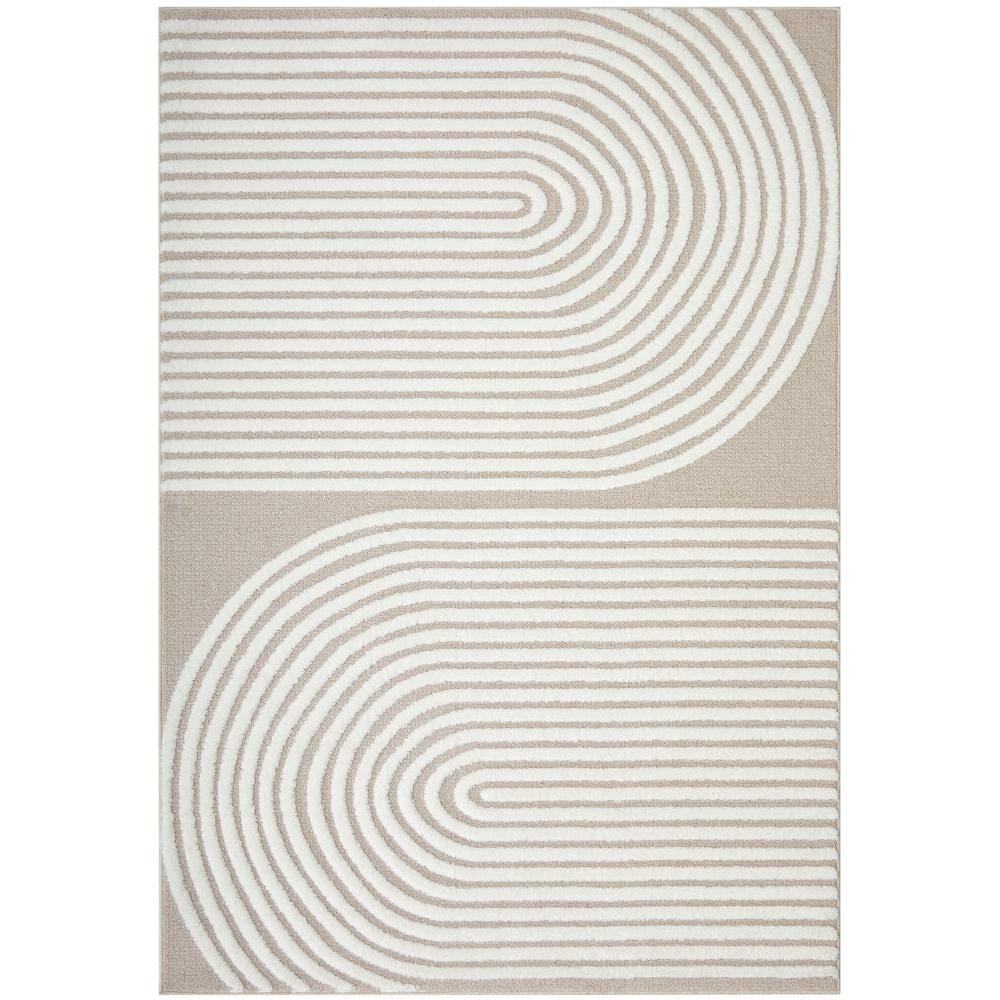 Rug Culture Lotus Abbey Rug in Mixed Beige and White at House. Rug with arch detail.