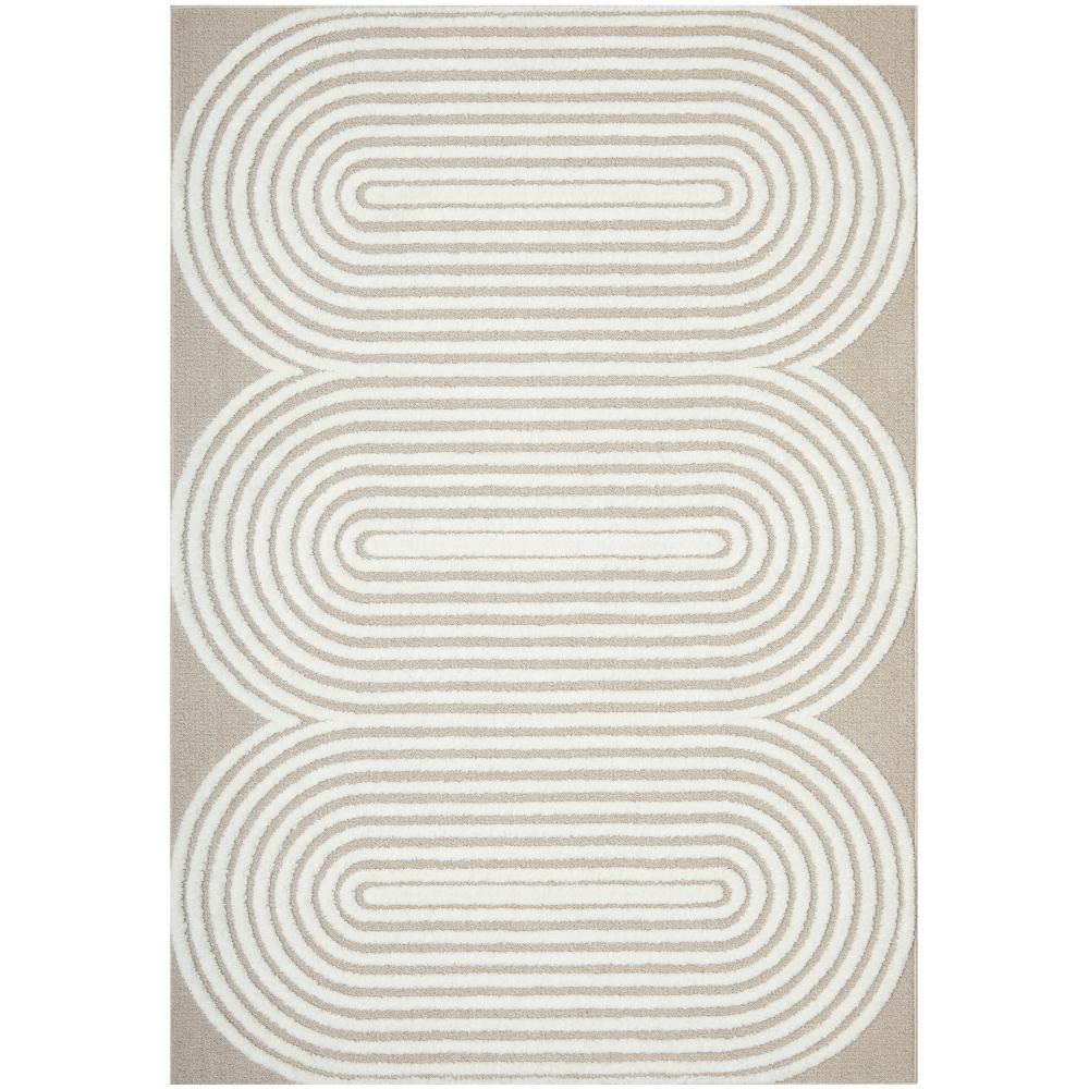 Rug Culture Lotus Carl Rug in mixed beige and white at House. Rug with oval detail.
