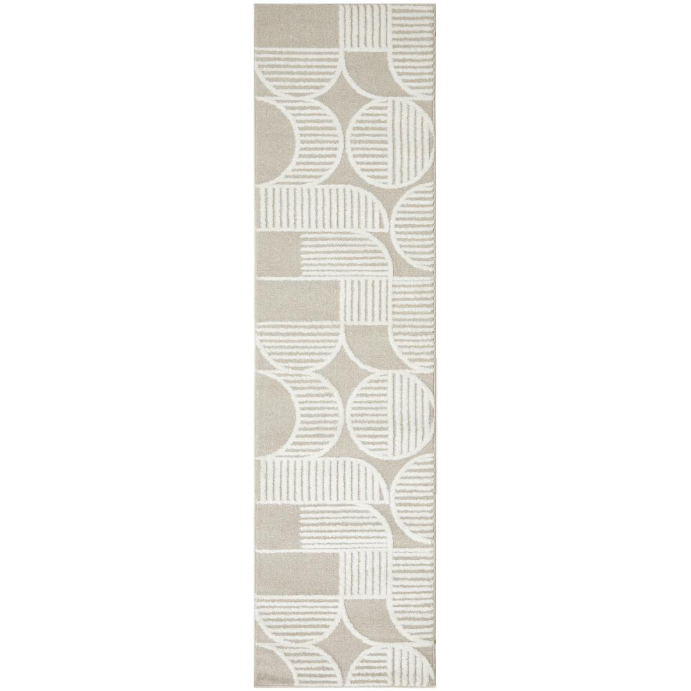 Rug Culture Lotus Leo Runner in Mixed Beige with art deco detail at House
