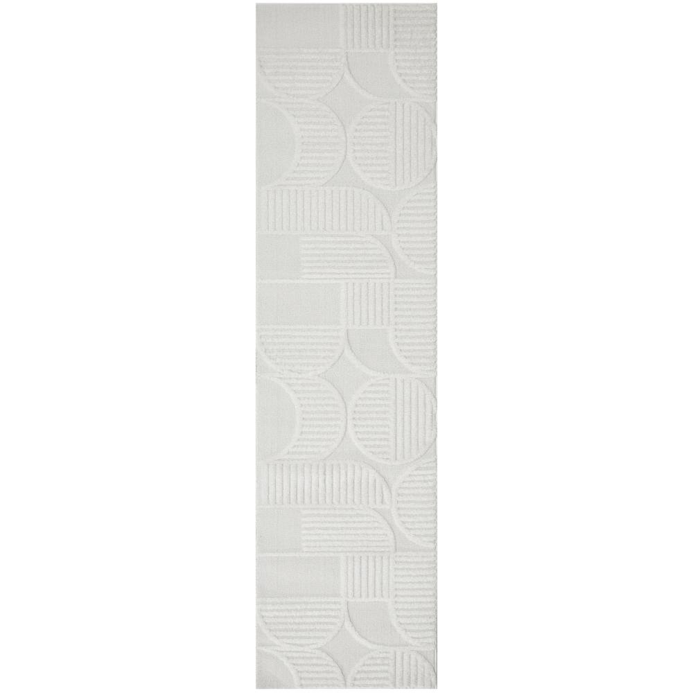 Rug Culture Lotus Leo Runner in White with art deco detail at House