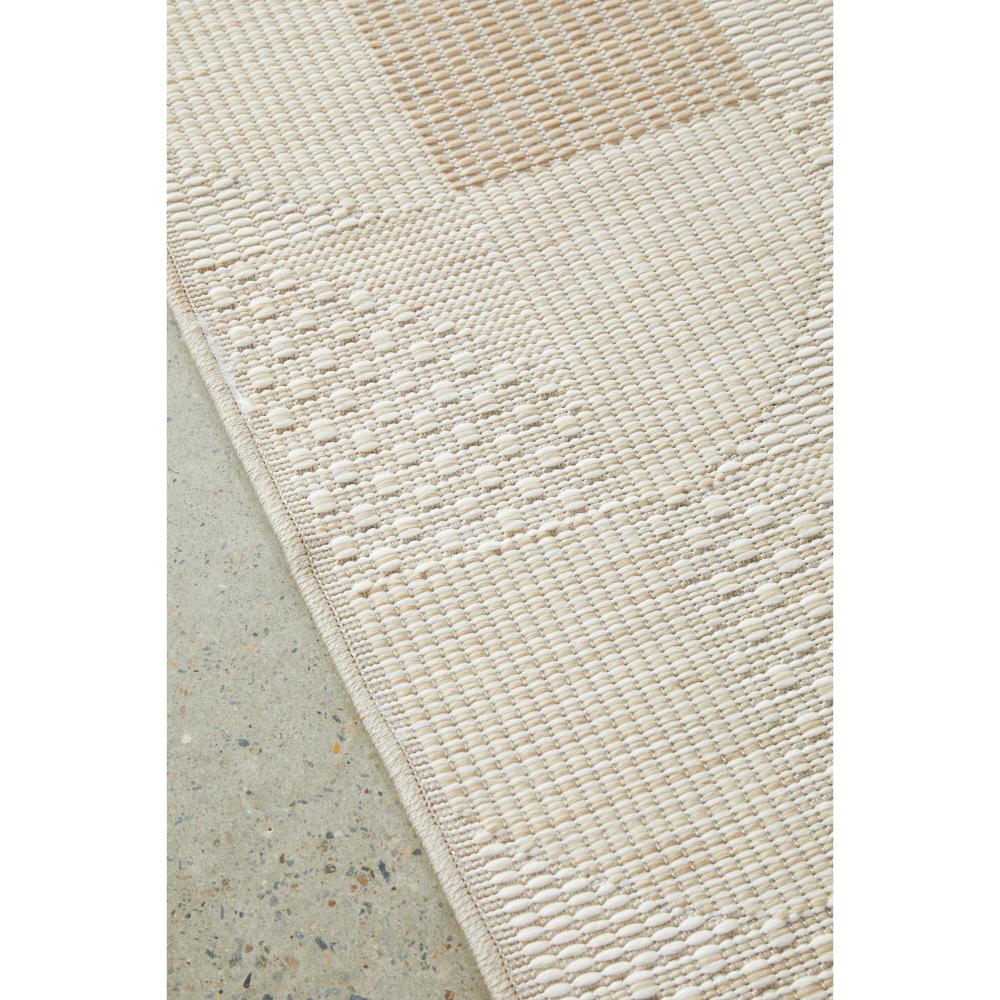 Natural Brown Beige curve check indoor outdoor rug detail image - House