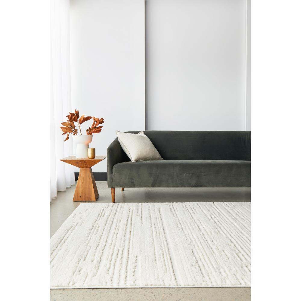 Rug Culture Serenade Ezra Rug White in lounge room at House