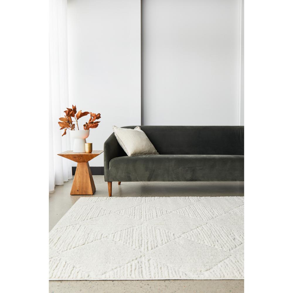 Rug Culture Serenade Shilo Rug White with grey couch at House