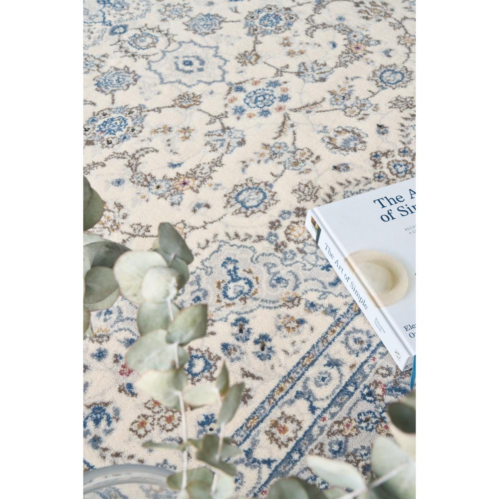 Traditional look blue and cream wool rug detail image - House