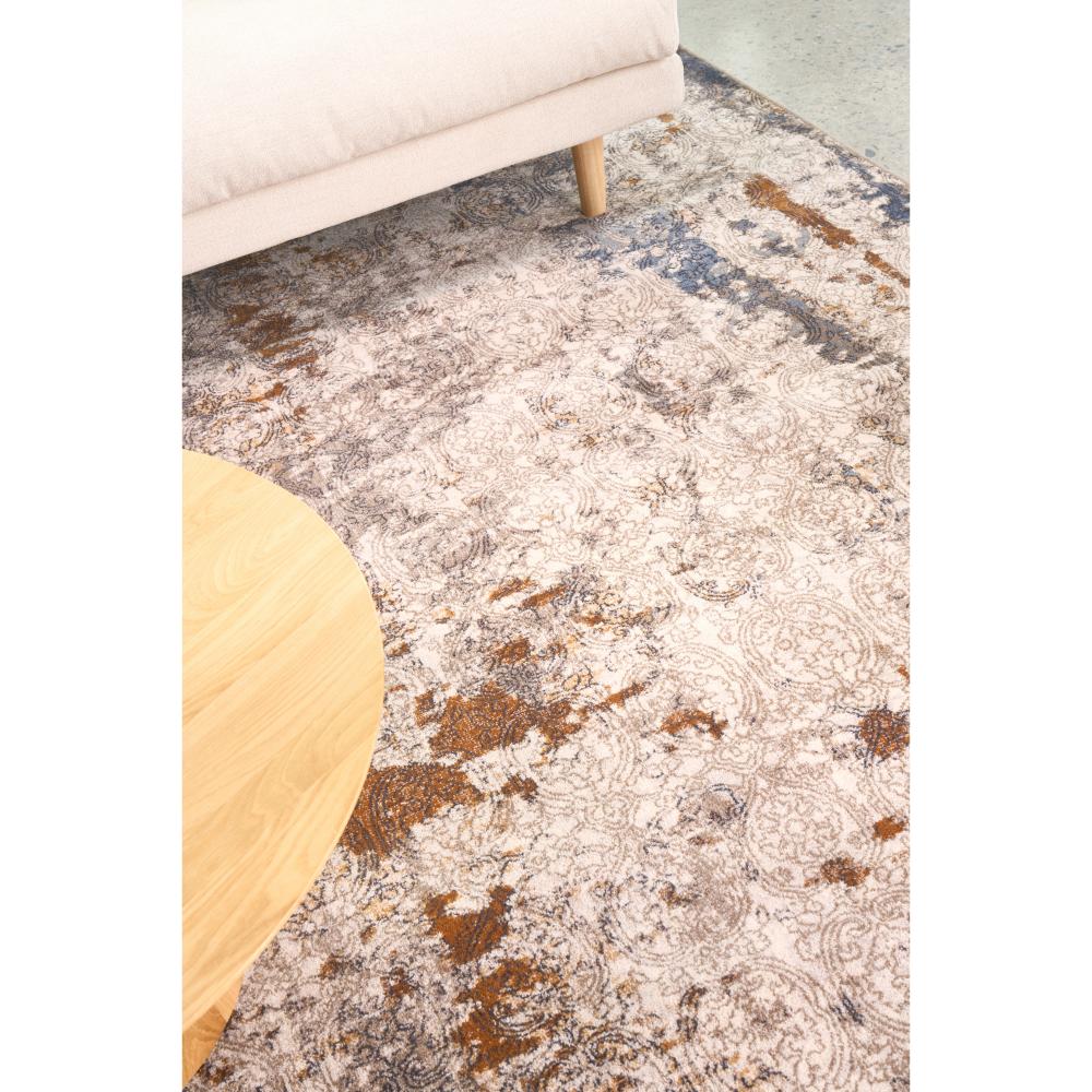 Traditional pattern wool rug brown and blue - House