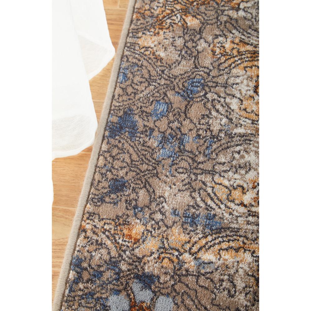 Traditional pattern wool rug brown and blue detail image - House