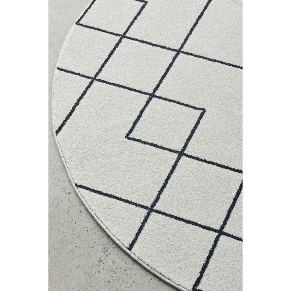 grey modern abstract round rug detail image - House