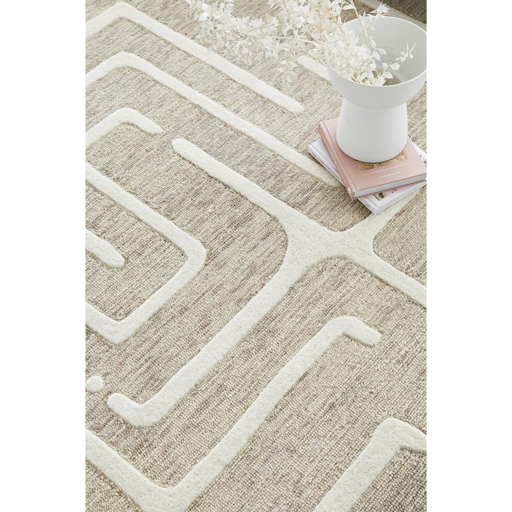 Rug Culture Summit Maze Wool Rug in Linen at House