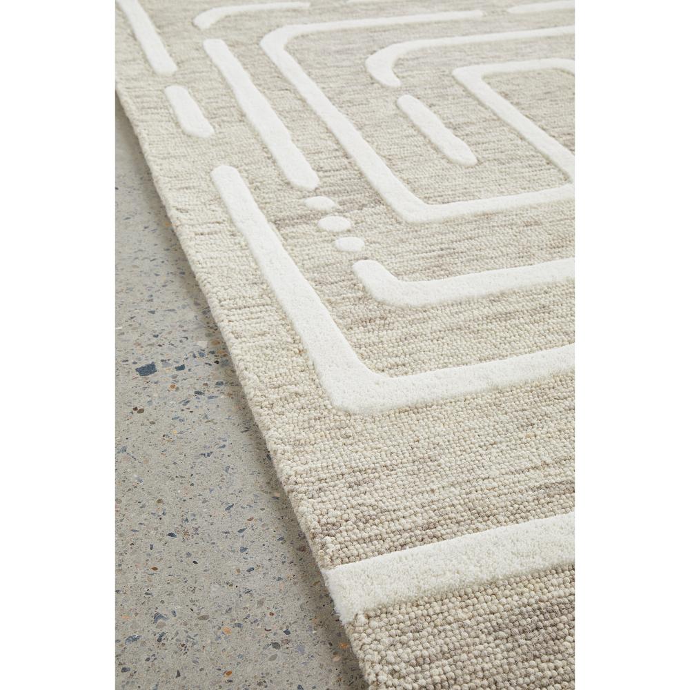 Rug Culture Summit Maze Wool Rug in Linen detail image at House
