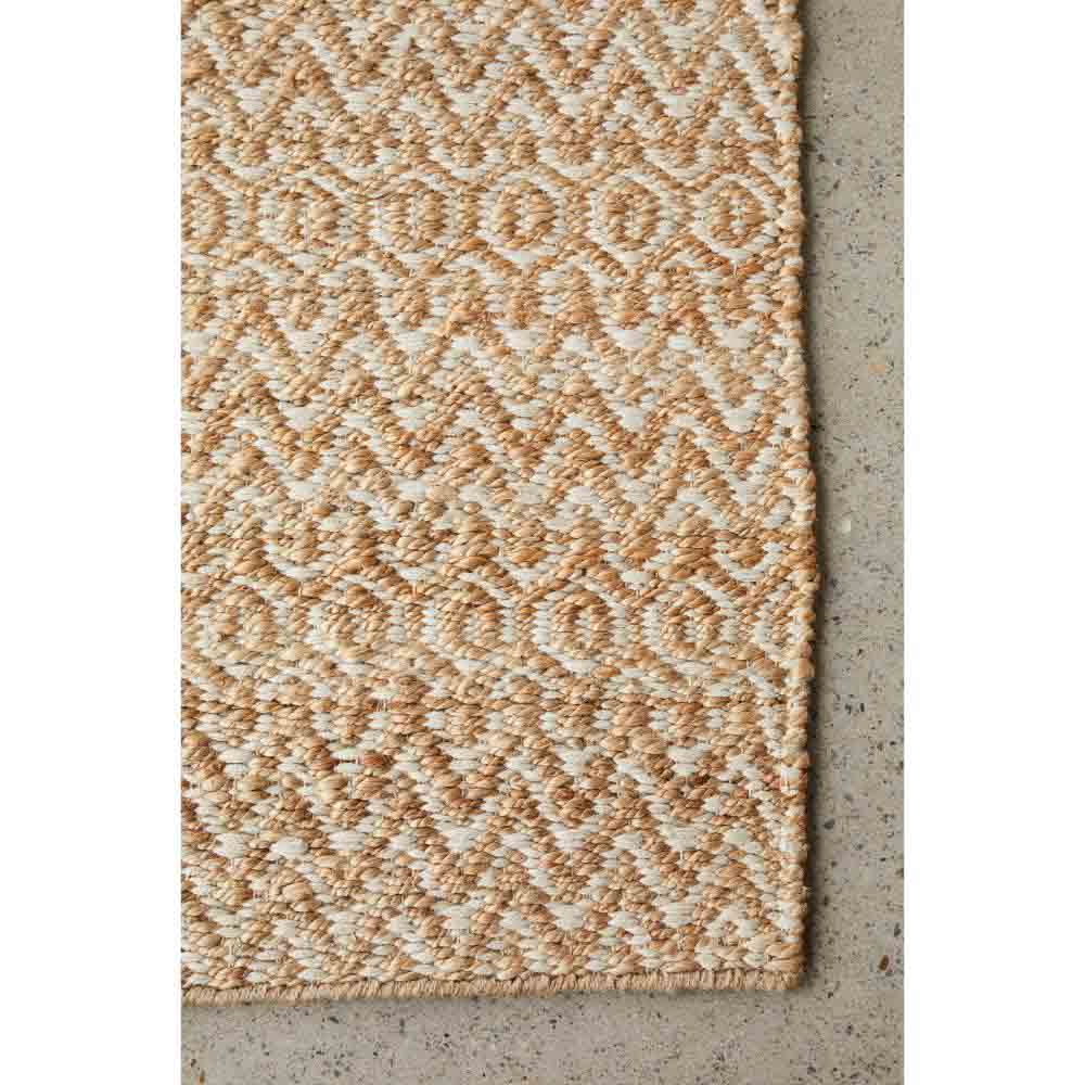 warm beige textured jute rug detail image - House