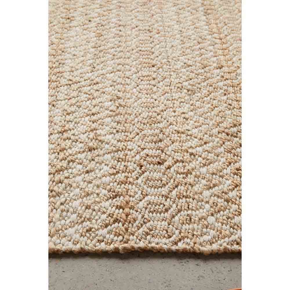 warm beige textured jute rug detail image - House