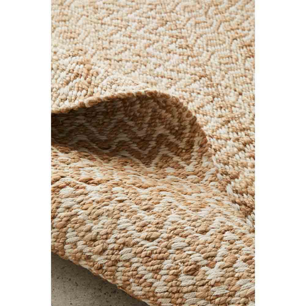 warm beige textured jute rug detail image - House
