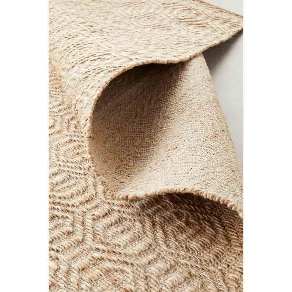 warm beige honeycomb patterned jute rug detail image - House