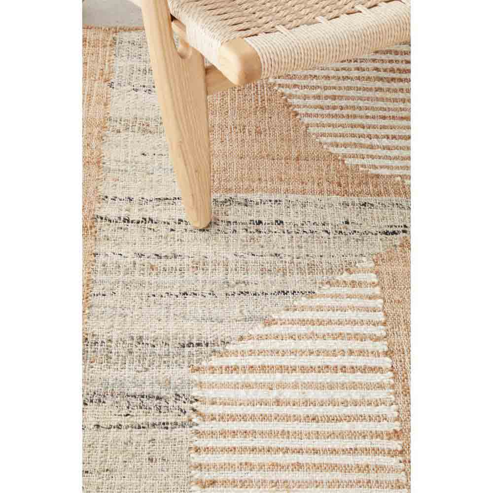 warm beige abstract jute wool rug detail image - House