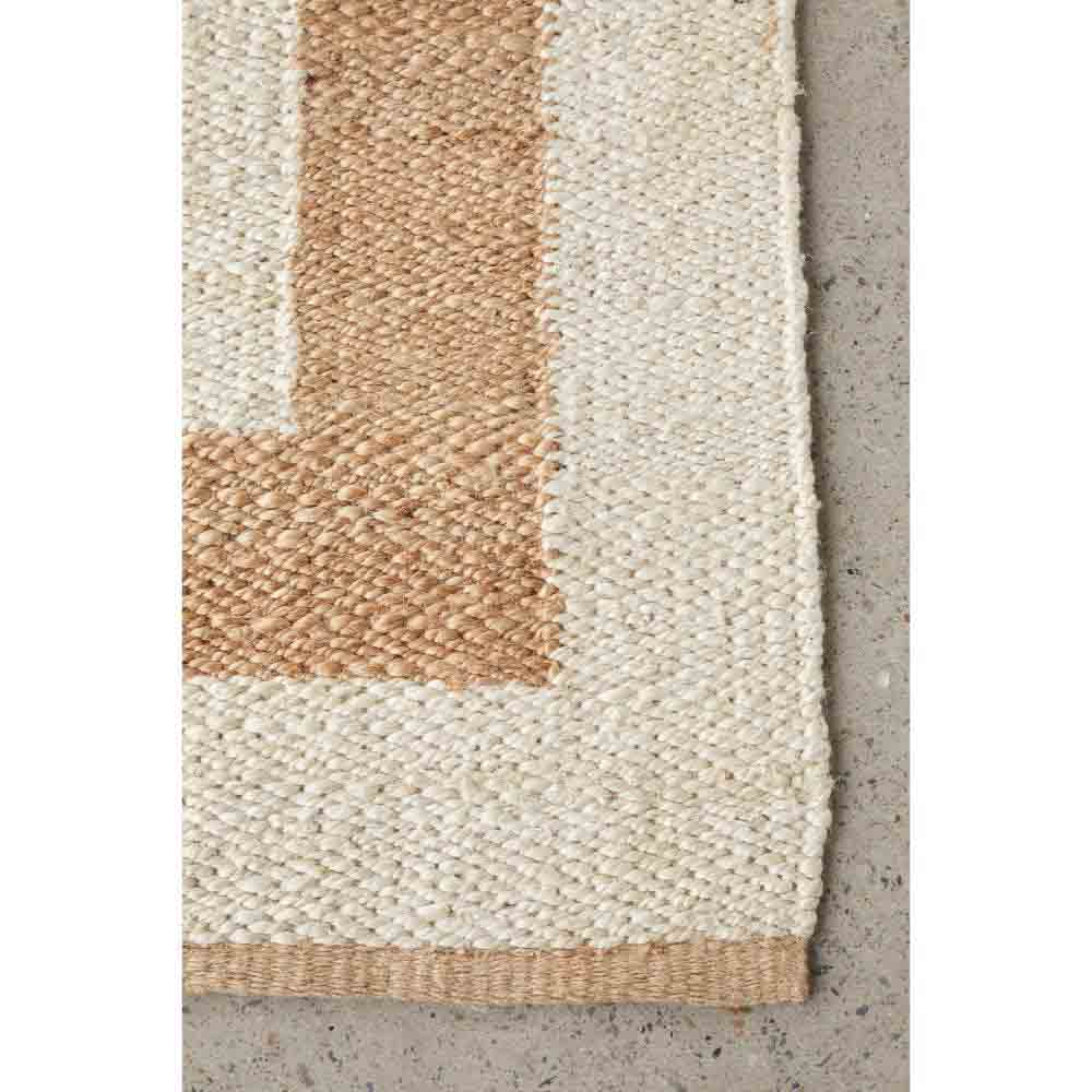 cream jute rug with beige border detail image - House