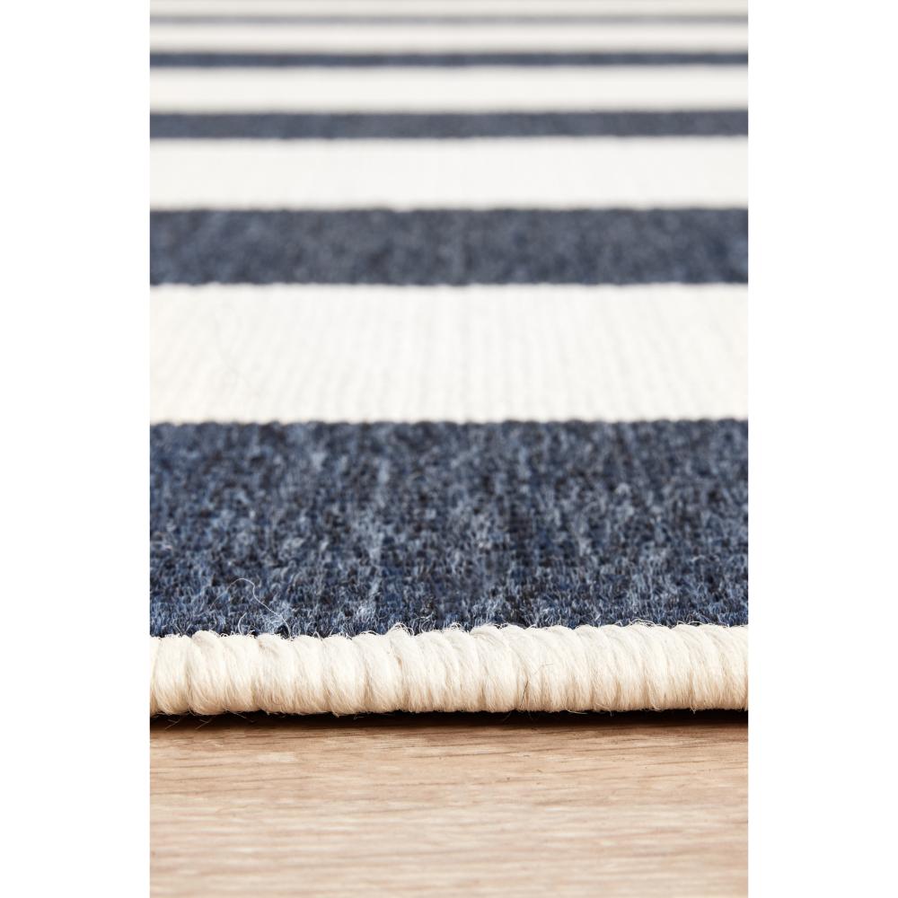 Blue and white stripe indoor/outdoor rug detail image - House