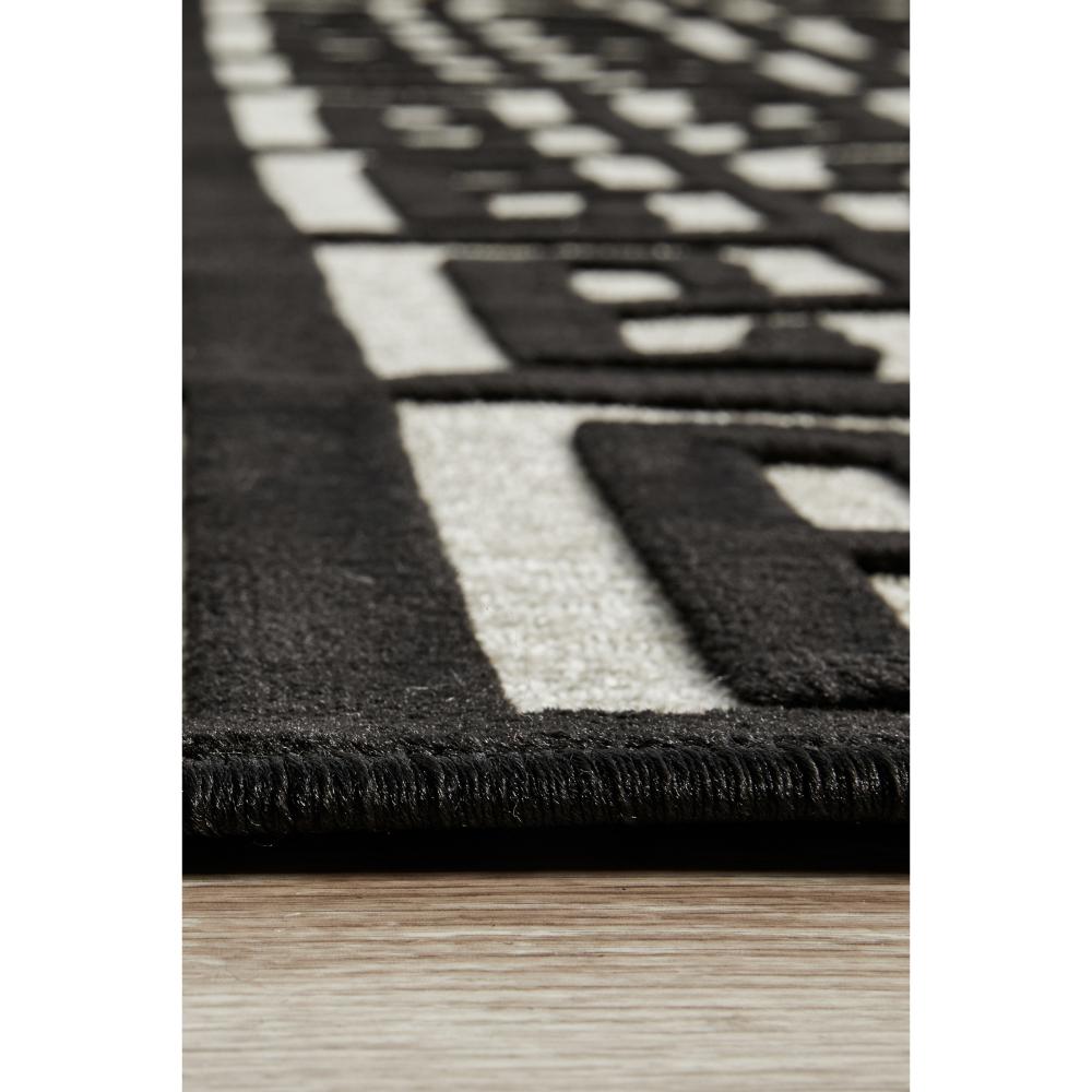 black and gold art deco tile rug detail image - House