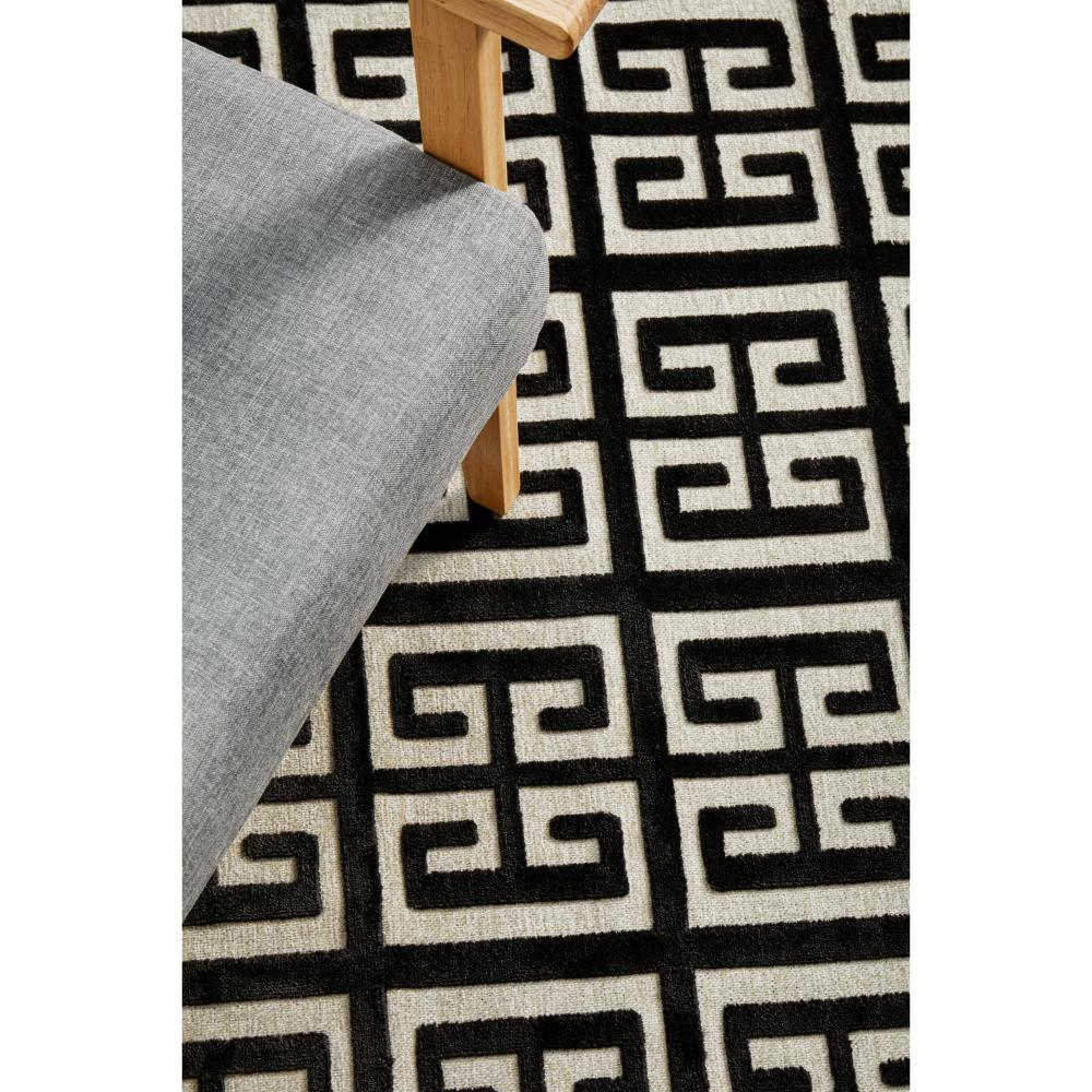 black and gold art deco tile rug detail image - House