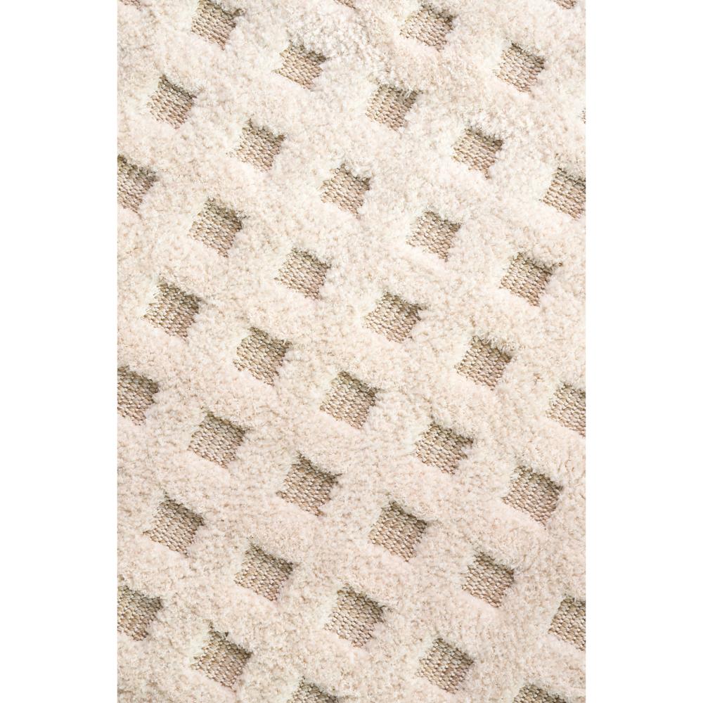Natural beige small grid rug detail image - House