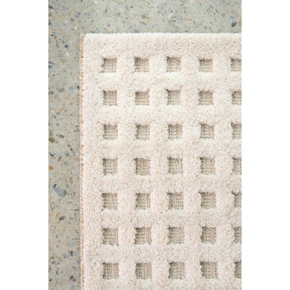 Natural beige small grid rug detail image - House