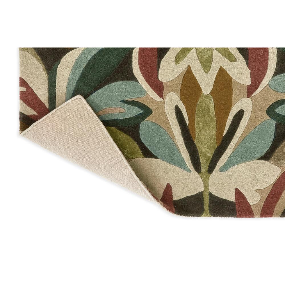 Green and burgundy Floral Wool Rug detailed image - House