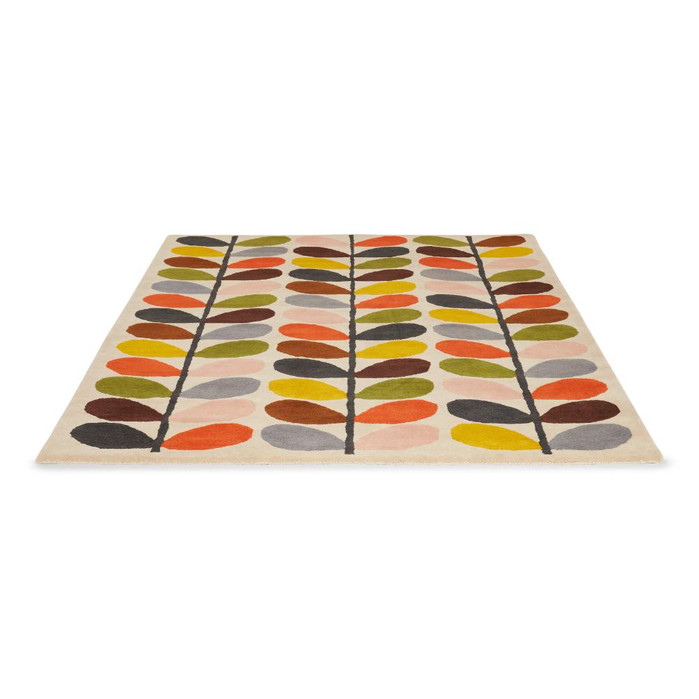 multi-coloured flower wool rug angled image - House