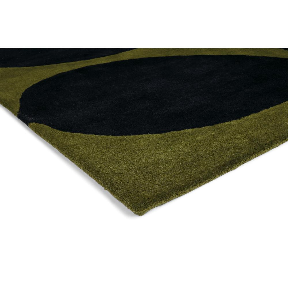 large orange flower with black stem wool rug - House