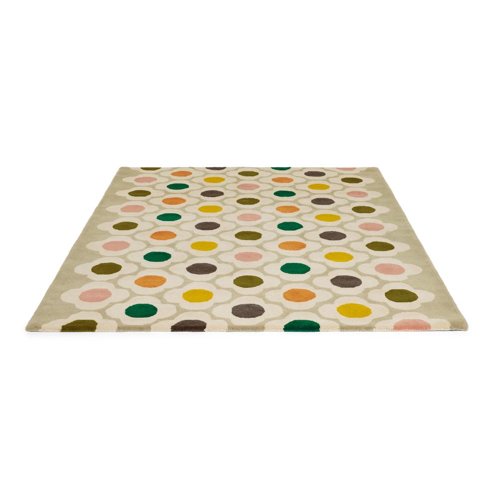 Spot Flower Wool Rug Multicolour angled image - House