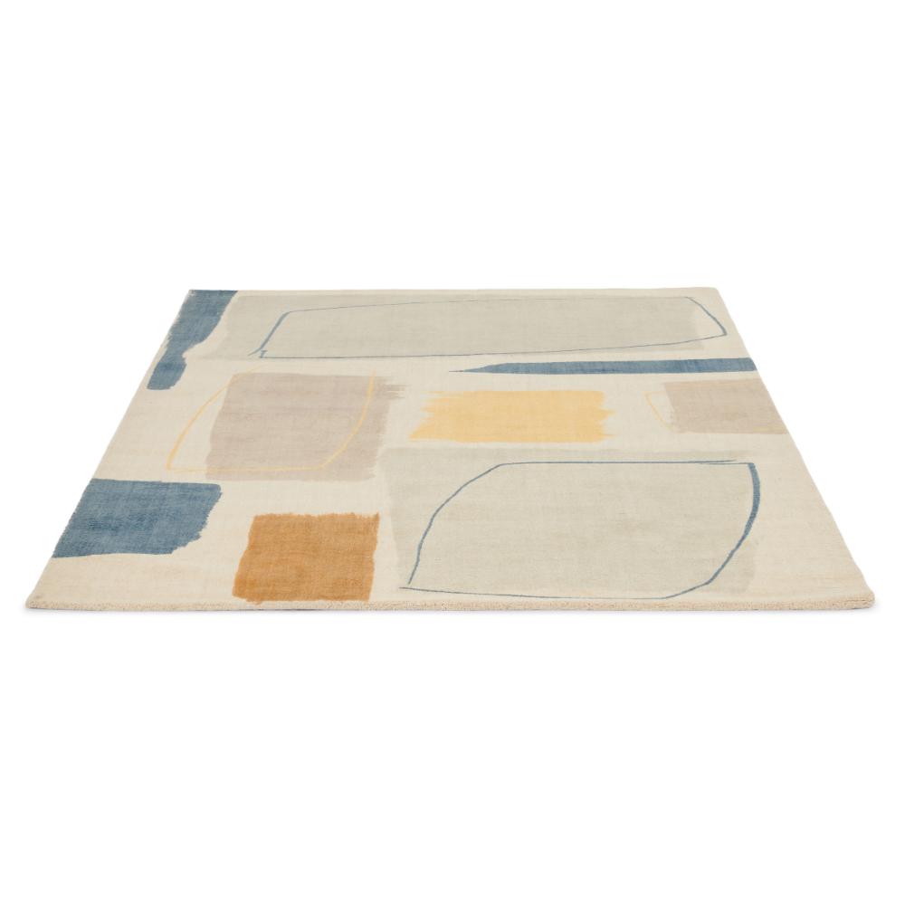 multicolour abstract blocks wool rug detailed image - House