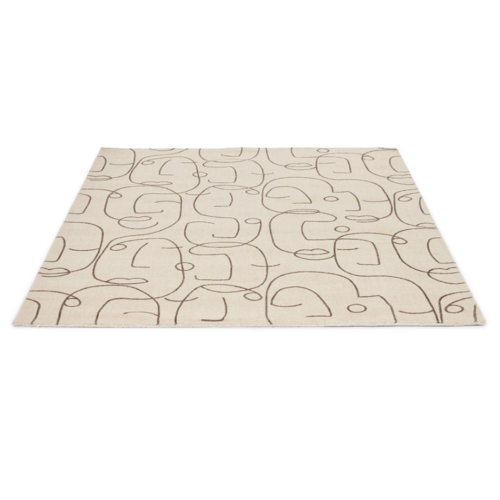 abstract face design Wool Rug angled image - House