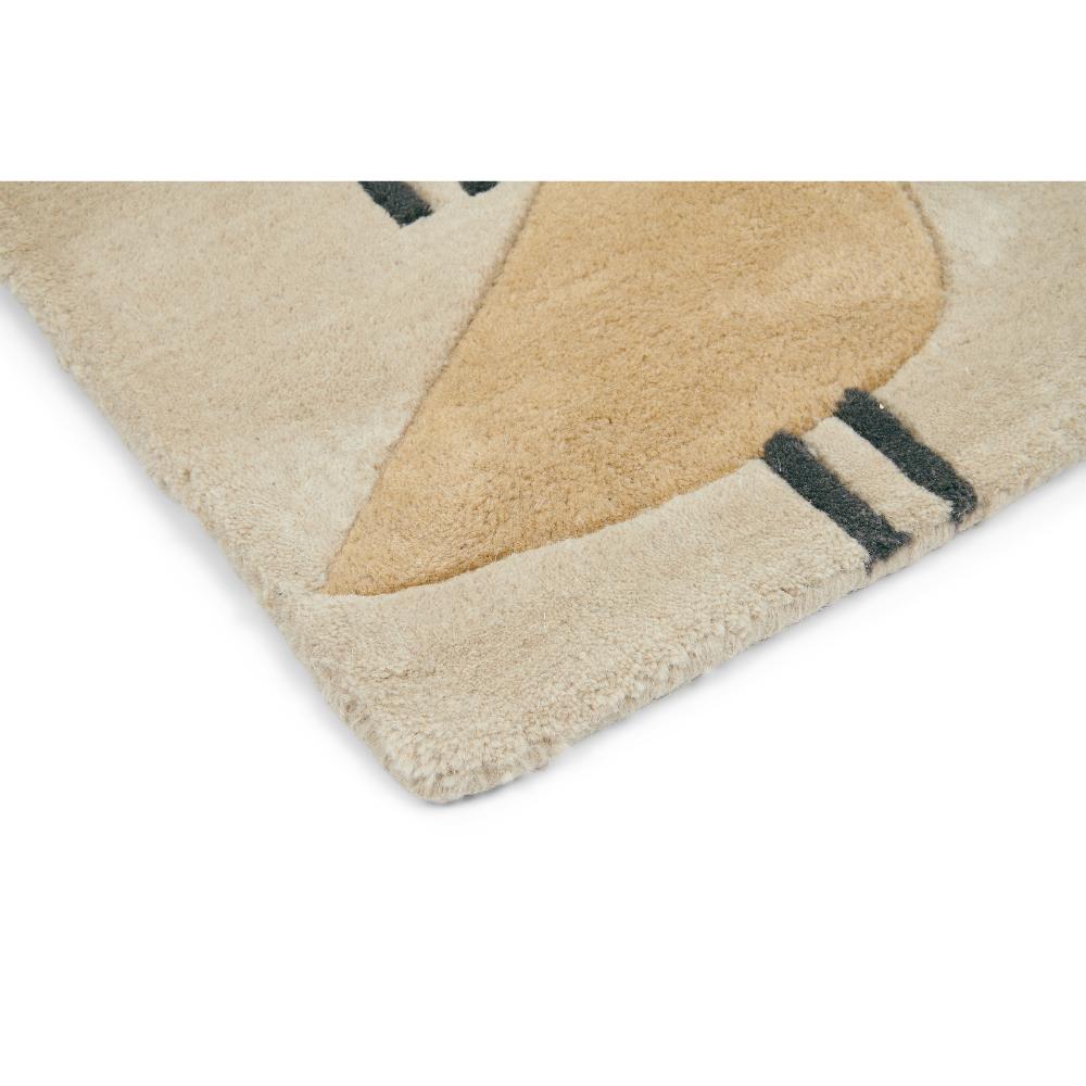 yellow and grey geo bird print wool rug detailed image - House