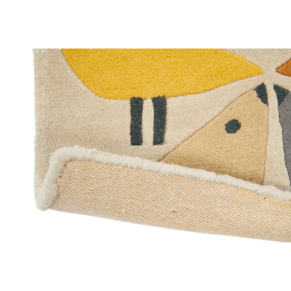 yellow and grey geo bird print wool rug detailed image - House