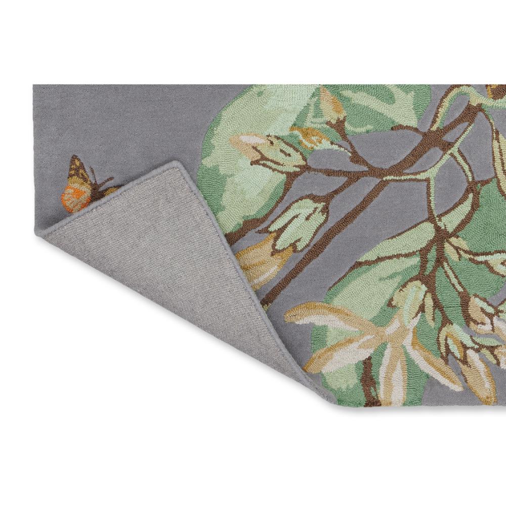 Hummingbird and floral grey wool rug detailed image - House