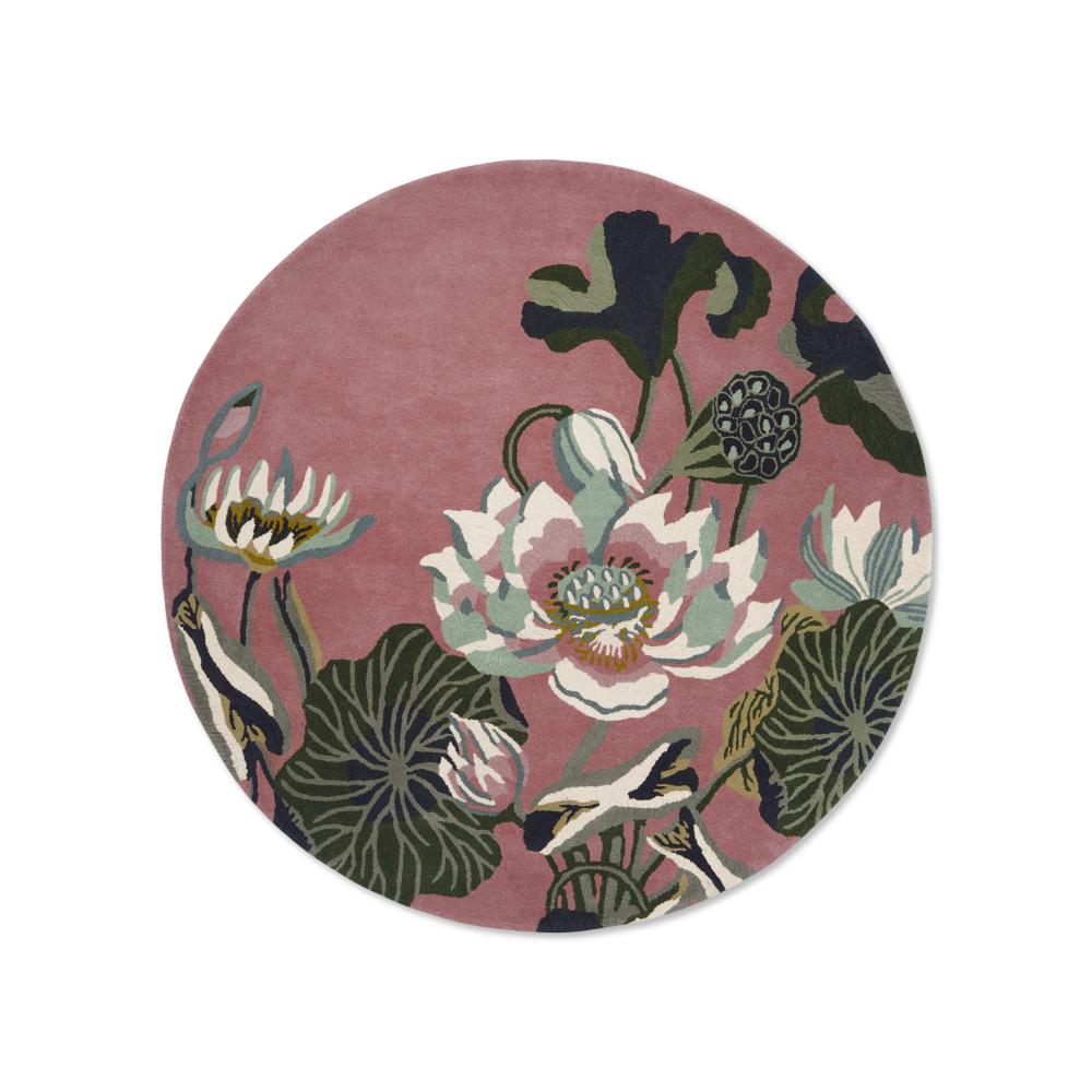 Wedgwood Waterlily Wool Round Rug Dusty Rose - House