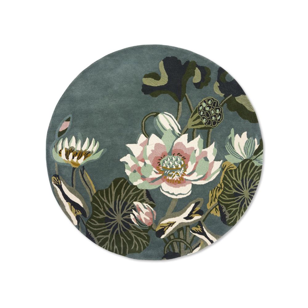 Wedgwood Waterlily Wool Round Rug Midnight Pond - House