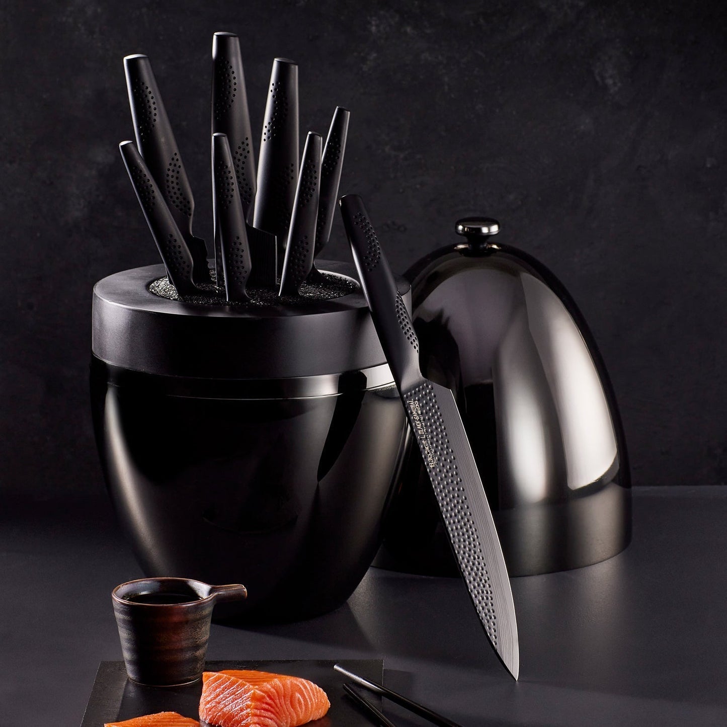 Personalisation For THE EGG by Baccarat iD3 Black Samurai Knife Block 9 Piece