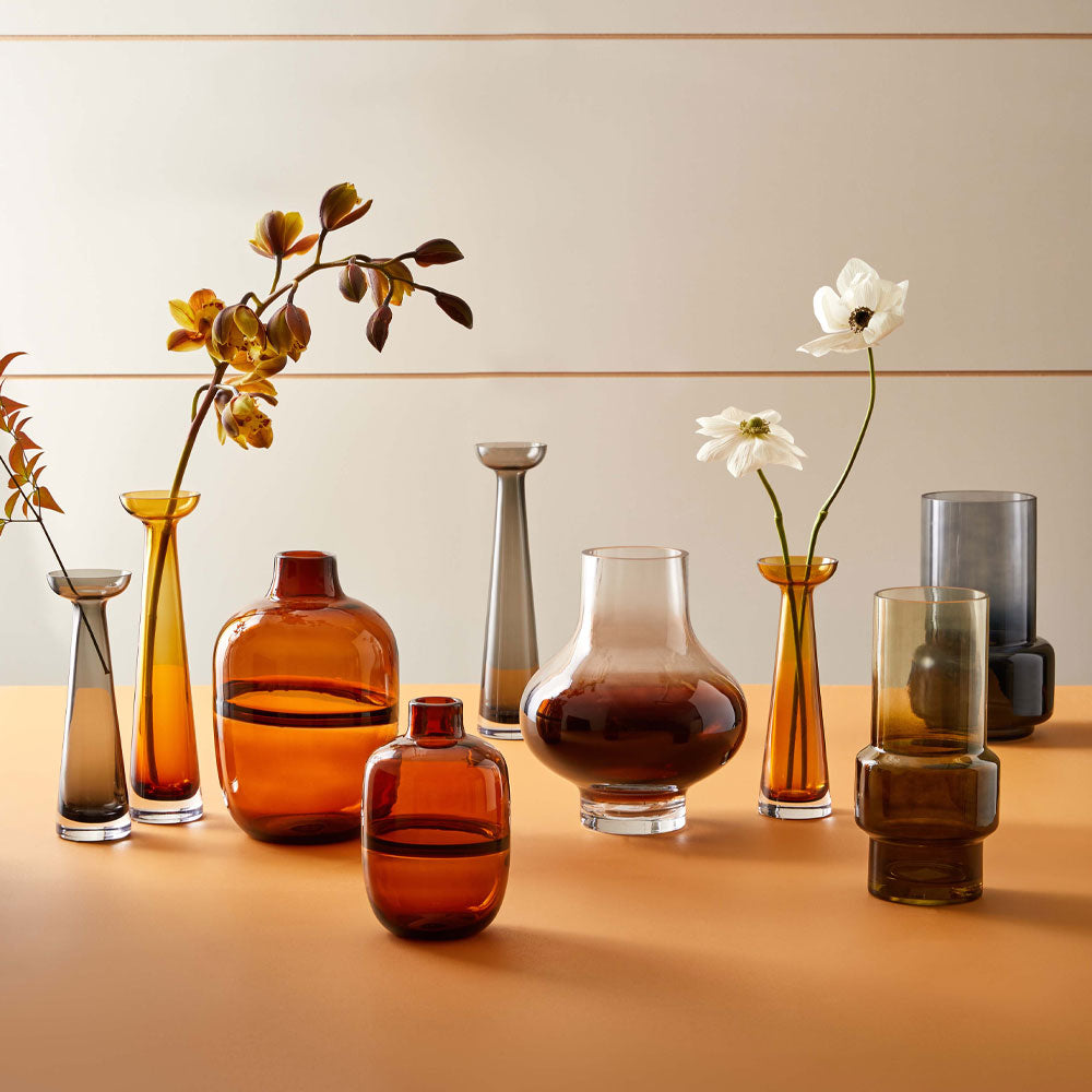 Neale Whitaker Barrel Vase Amber