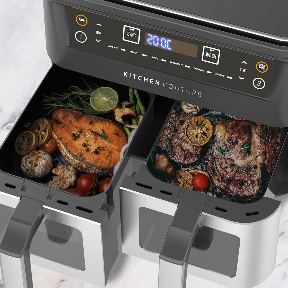 Kitchen Couture Dual View 2 x 5 Litre Stainless Steel Air Fryer